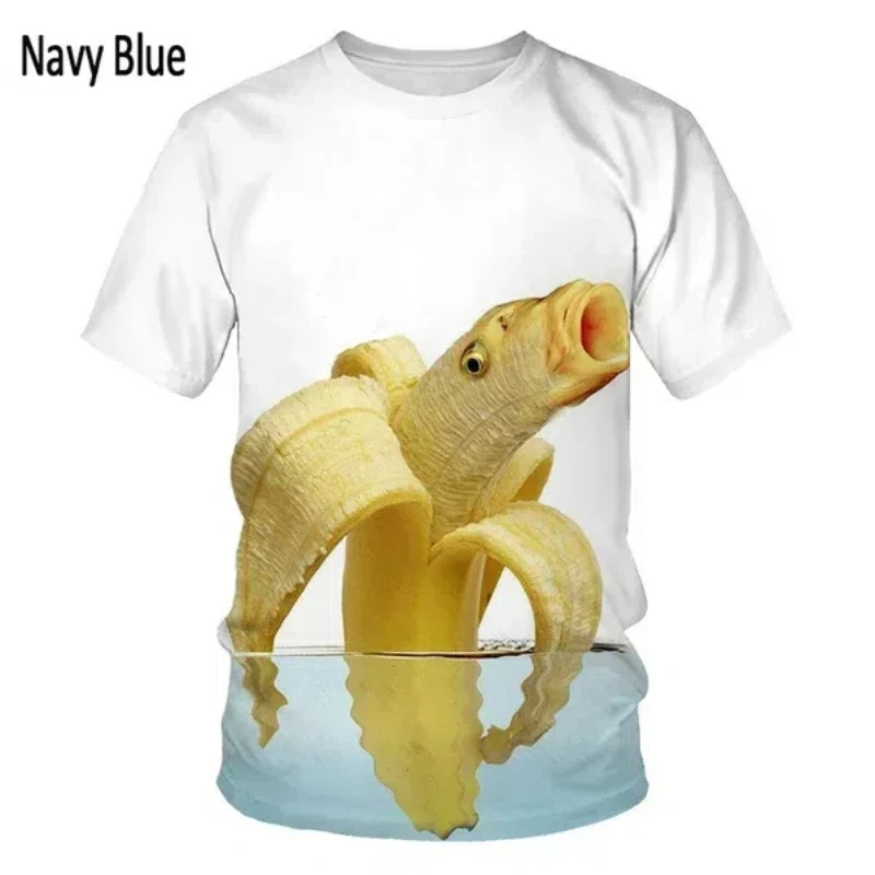 Interesting Men's Round Neck T-shirt, Banana 3D Printed Casual Short Sleeved T-shirt, Suitable for Both Men and Women, 2024