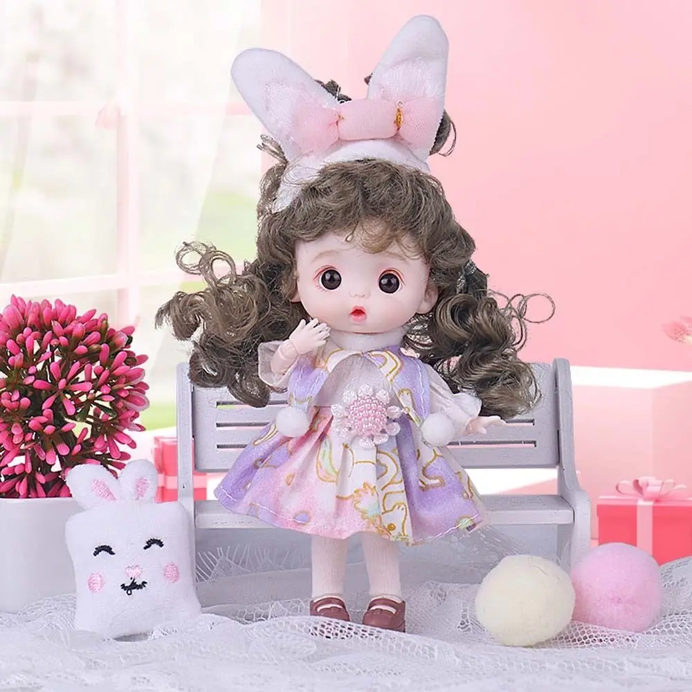 Fashion Doll Curly Wig Movable Joints DIY Toy Doll Pocket Joint Doll Figure Action Toys 1/12 BJD Doll Mini BJD Dolls