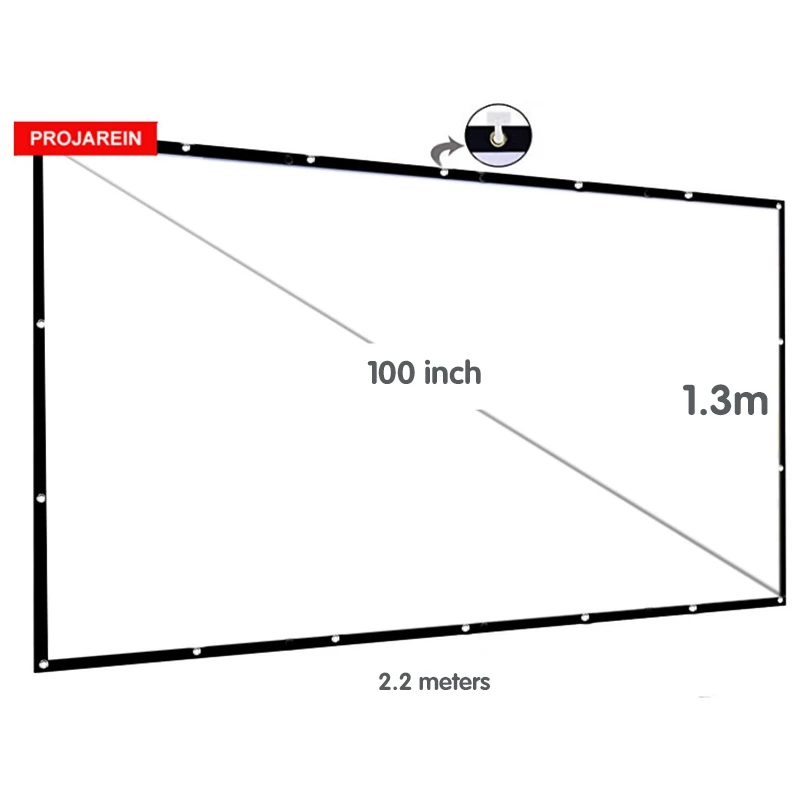 Projector Screen 100 Inch Foldable Seamless Screen Portable Outdoor Mobile Movie Screen