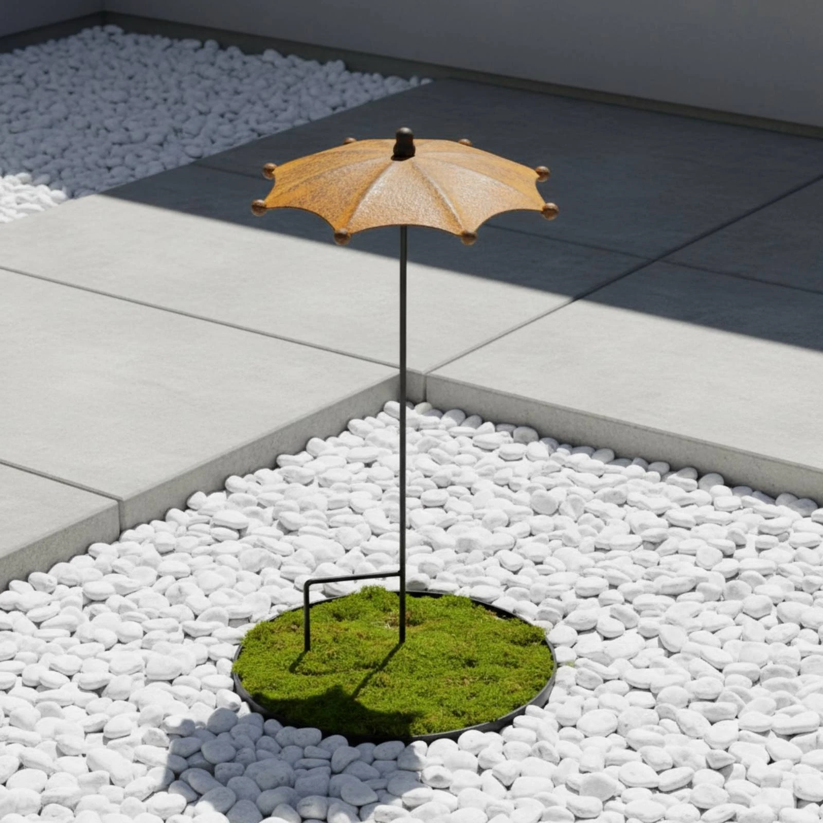 Umbrella Garden Stake Curved Canopy Decorative Garden Stake Outdoor Decor Speckled Finish Lawn Ornament Metal for Courtyard