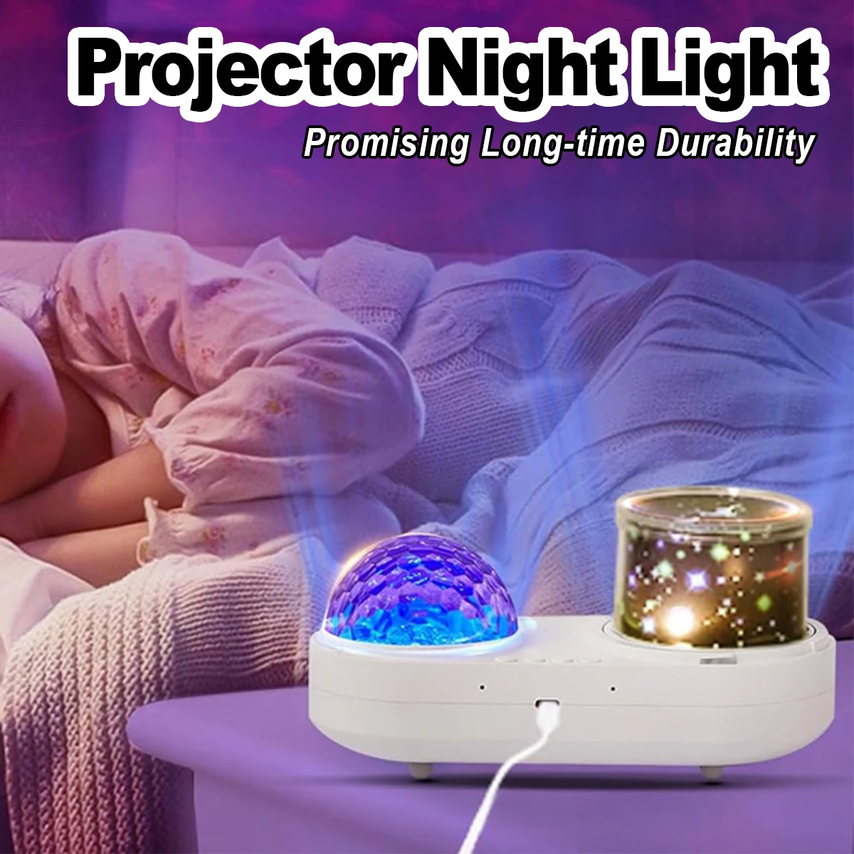 USB Ocean Wave Jellyfish Light Projector Star Night For Kids Rotating Lamp 360 Rotation Starry Sky 3d Effect Projection Bedroom