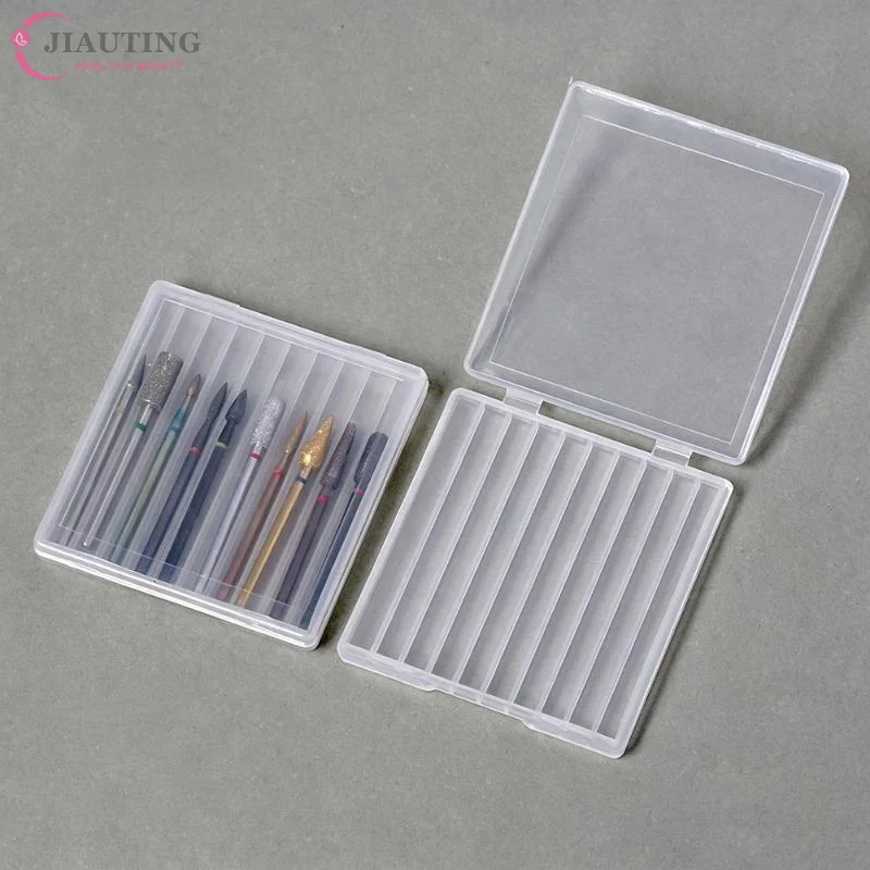 10 Holes Nail Drill Bits Storage Box Nail Grinding Head Holder Stand Display Cleanser Dustproof Cutter Manicure Organizer