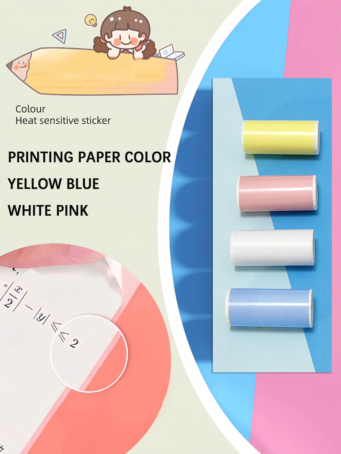 Mini Printer Paper 57 X 25mm Thermal Label Paper ,Sticker, Color Paper, White Self-Adhesive Sticker Paper For Mini Printer