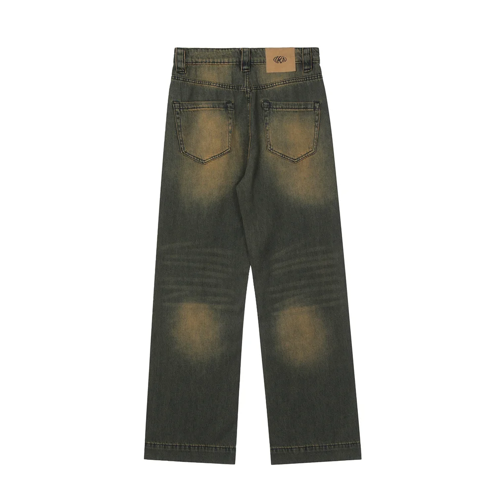 Casual Hosen Breite Bein Hosen Herren Streetwear Lose Gerade-bein Hosen High Street Denim Hosen Männer – Detail 4