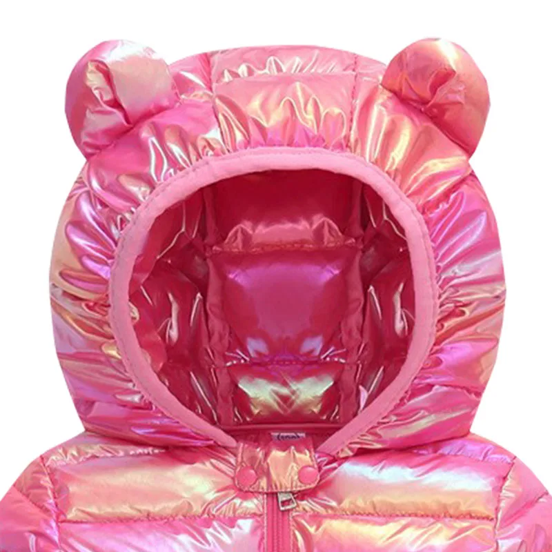 Smooth Surface Fabric Hooded Lightweight Down Jacket Winter Girls Boys Baby Rose Red Outerwear Kid Autumn Coats Casual Clothing