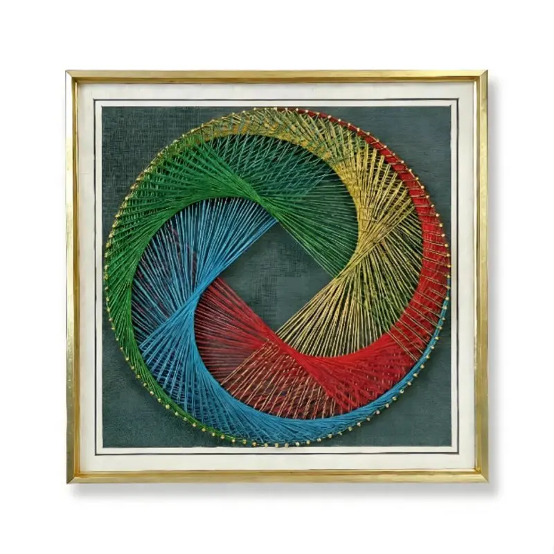 

DIY Geometric Nail String Art, Abstract Wall Decor Kit, Handmade Craft for Living Room, Group Event