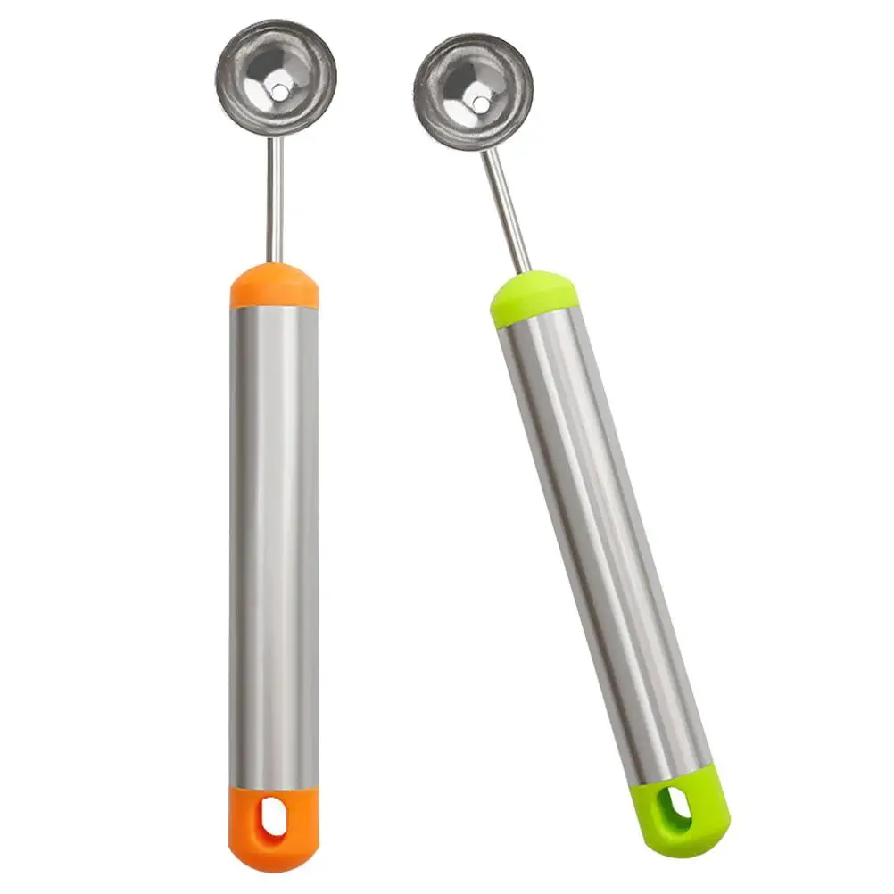 

2pcs Watermelon Scooper Stainless Steel Fruit Ball Tool Kitchen Meatball Spoon Melon Holder Dessert Scoop