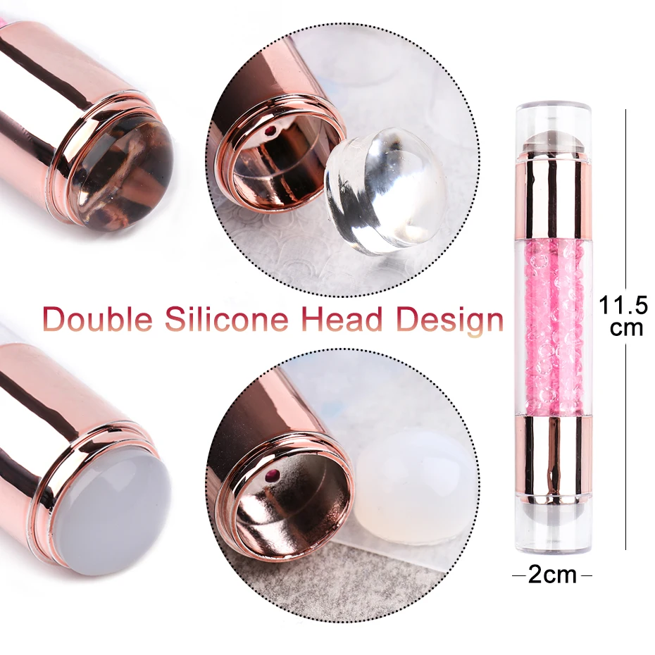 3pcs Dual Head Silicone Stamper Scraper Set Nail Brush Gel Polish Stamping Plate Transfer Template Pen Image Stencil Tool SA1836