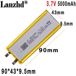 Batteria al litio polimerica 3.7V 954390 5000mAh per batteria di stoccaggio del giocattolo dell'elettrodomestico digitale intelligente del tesoro Stereo all'ingrosso