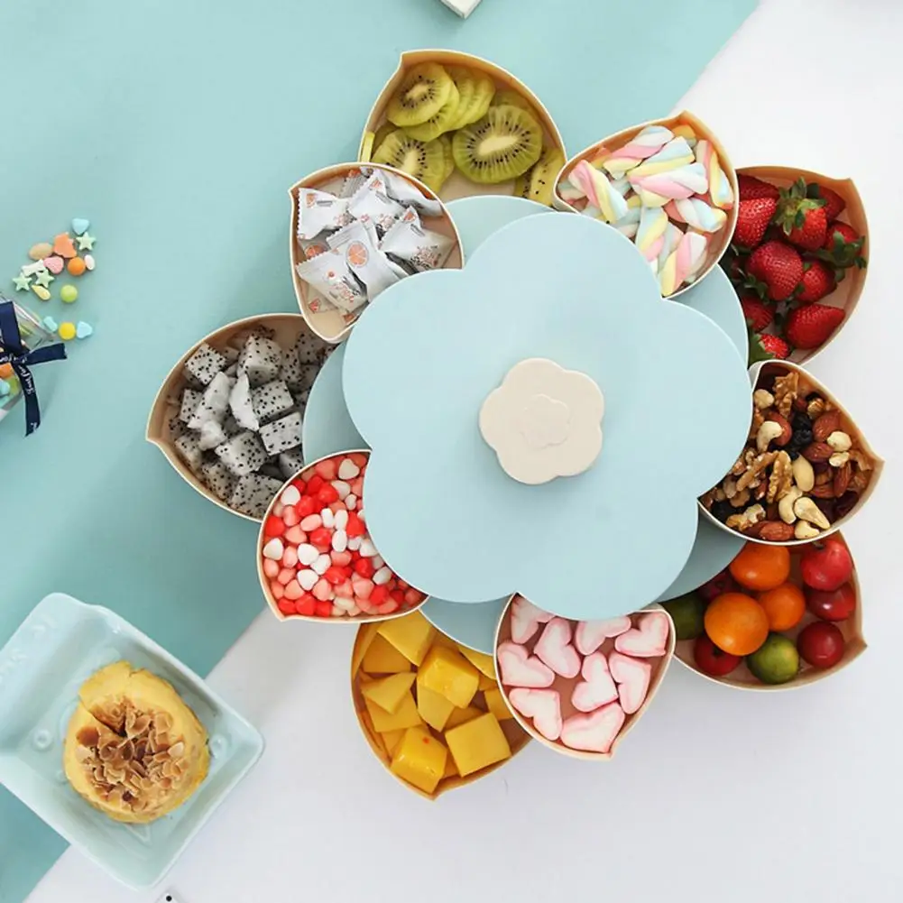 

Rotating Fruit Plate,Snack/Candy Tray Food Storage Box,Easy to Clean Dried Fruit Plate Wedding Gift Home Organizer