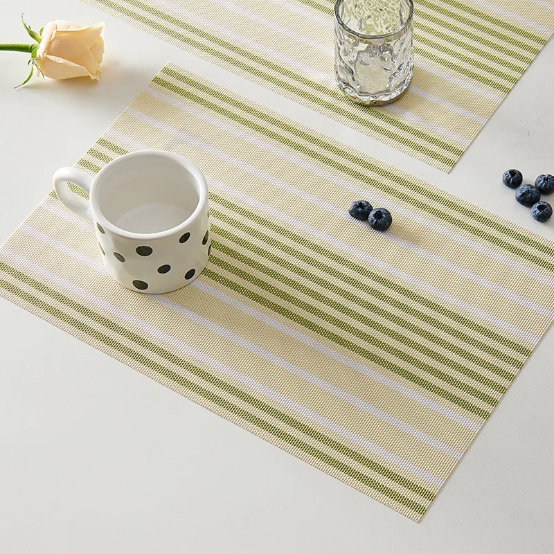 

6 pcs/pack table mat striped dining table placemat heat insulation coffee shop home Bowl pads kitchen drink cup coasters