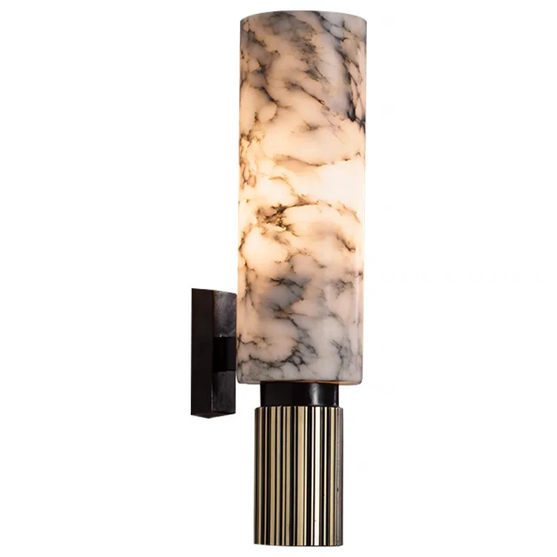 Marble wall lamp TV background wall All copper lamp Light luxury creative art hotel Bedroom bedside lamp