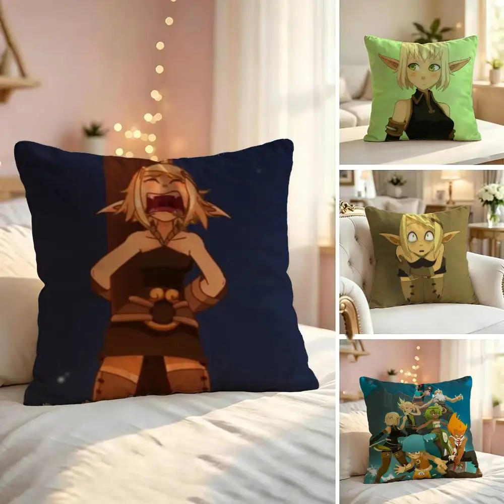 Cartoon W-Wakfu-u Soft Pillow Shell For Sofa Living Space Bedroom Headboard Backrest Square Cushion Cozy