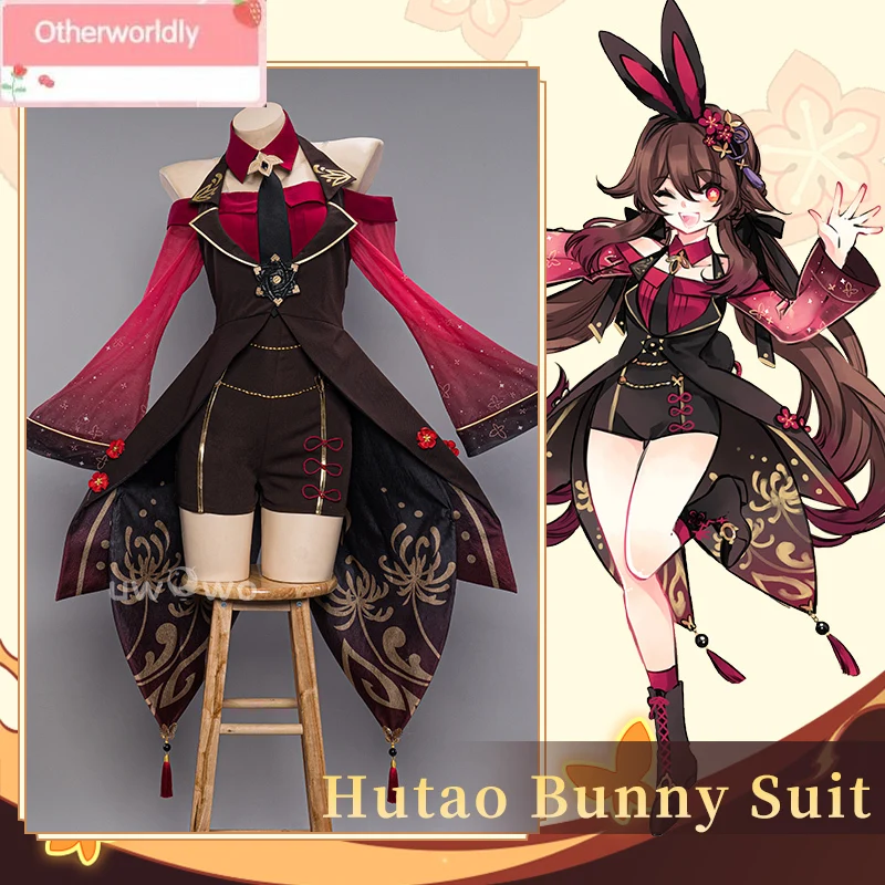 

Косплей Hutao Косплей Genshin Impact Fanart Hu Tao Bunny Костюм для косплея милое платье Ganyu/Kokomi костюмы на Хэллоуин