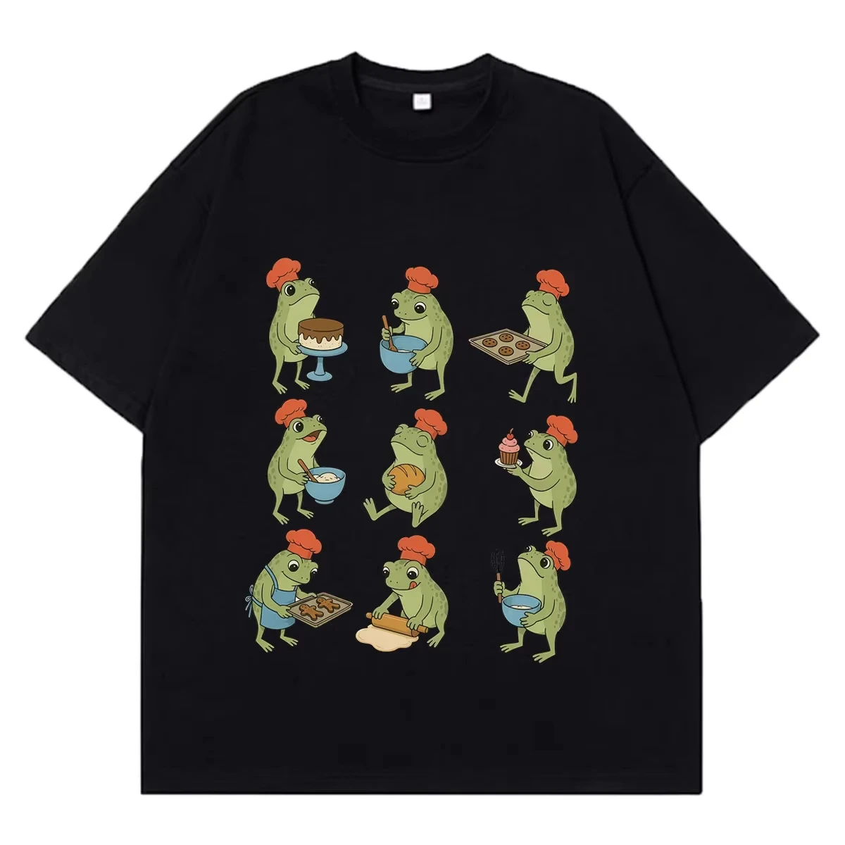 Funny Frog Baking Meme T Shirt Men Women Hip-hop T-shirt Summer Short-sleeved Fashion Loose Casual Cotton T-shirts