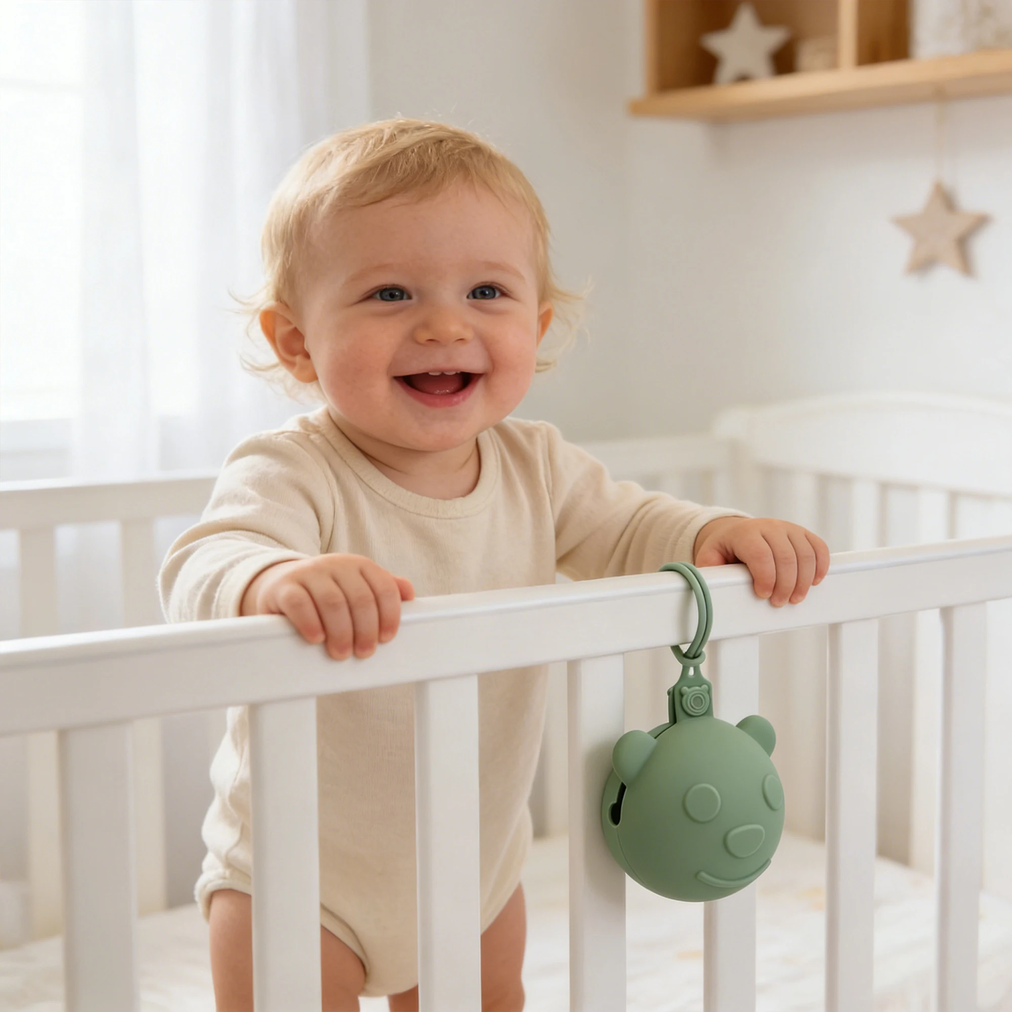 Smiley Bear Pacifier Storage Case, BPA Free Portable Stroller Pouch,  Easy to Clean, Ideal for Infants, Must-have for Travel