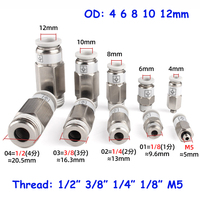 Pneumatic Check Valve SPC VPC M5 1/8＂1/4＂3/8＂1/2＂BSP Thread Air Pipe Quick Check Valve One-way Valve One-button Quick Connector