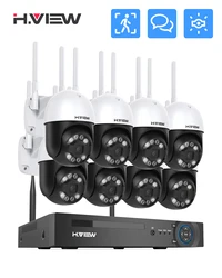 H.view 8CH 5mp 4mp Wifi Camera Security Kit System Wireless CCTV System NVR Outdoor Ptz Two-Way Audio Video Surveillance Xmeye