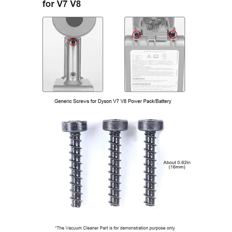 Tornillos de piezas para aspiradora Dyson, paquete de energía/batería, inalámbrica, V6, V7, V8, V10, V11, 24 unidades