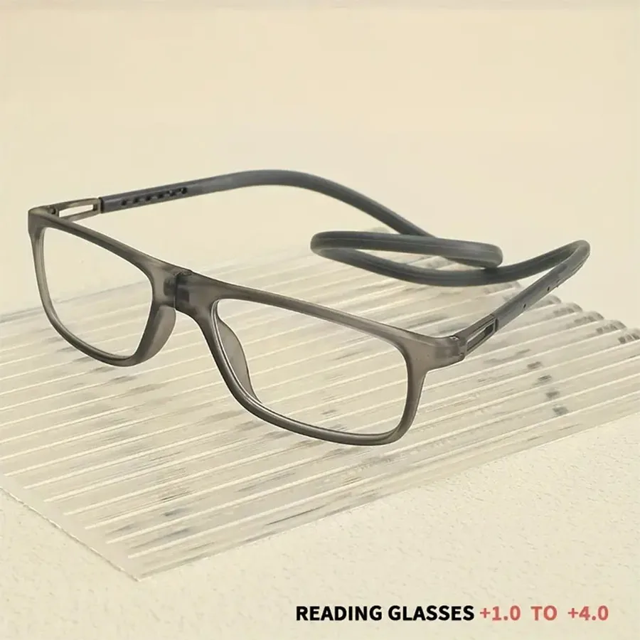 مجموعة من 2 نظارات قراءة محمولة قابلة للطي عالية الوضوح من الراتنج، نظارات قراءة للرقبة