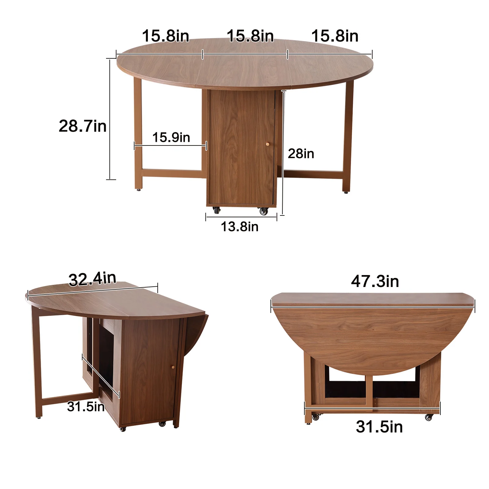 Fashion Folding Dining Table Furniture Multifunctional Round Dining Table with Dining Chairs