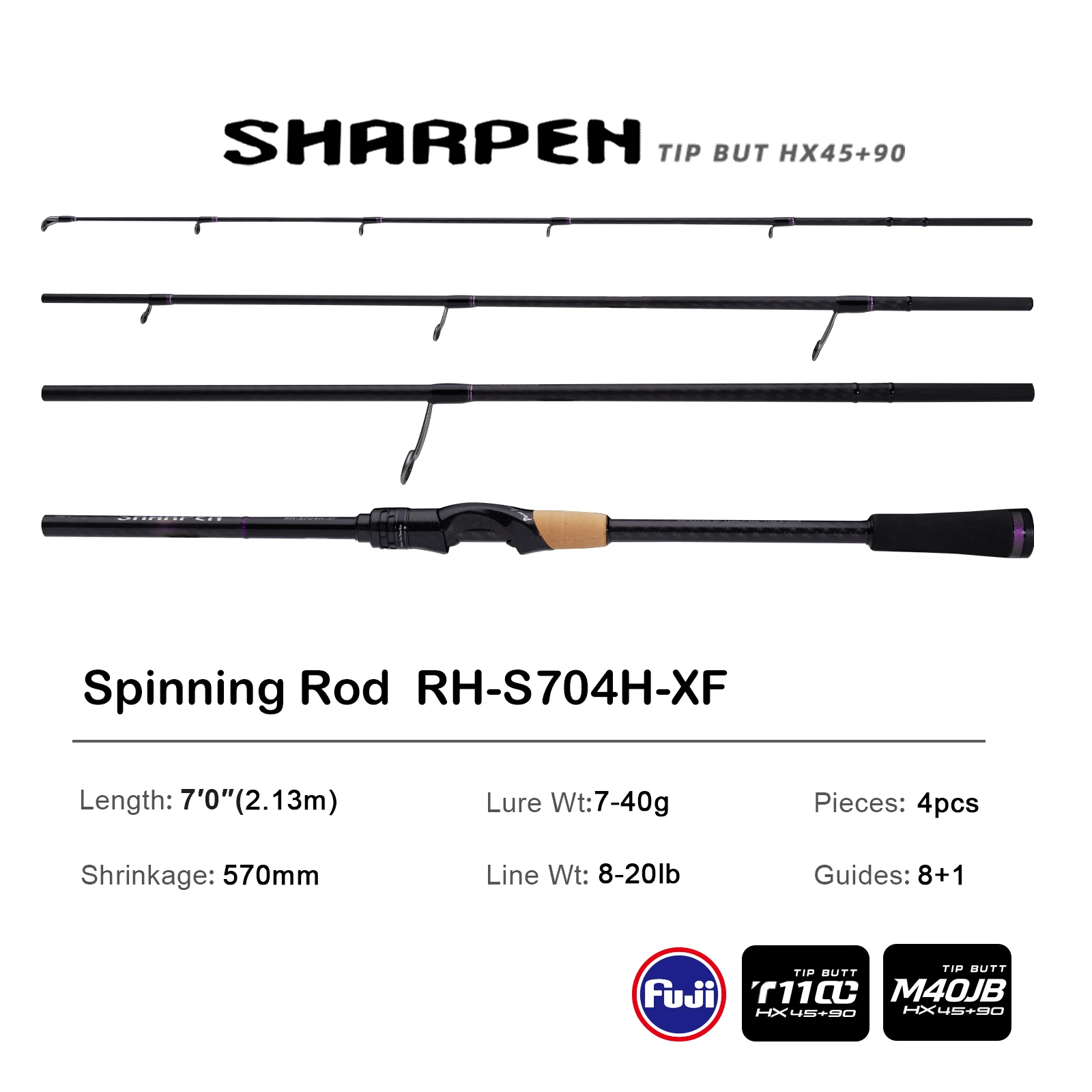 PURELURE SHARPEN Soft Lure Long Spinning and Casting XF/MF Action Rods FUJI Components Bass Pike Rod Angelrute Spinnrolle