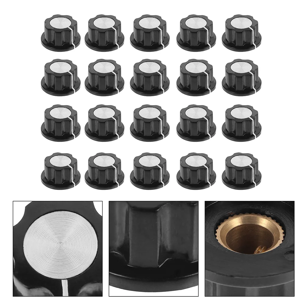 20 Pcs Potentiometer Knob Cap Volume Knobs Switch Control Turning Insert Shaft Adjustable Rotate Button Copper Core