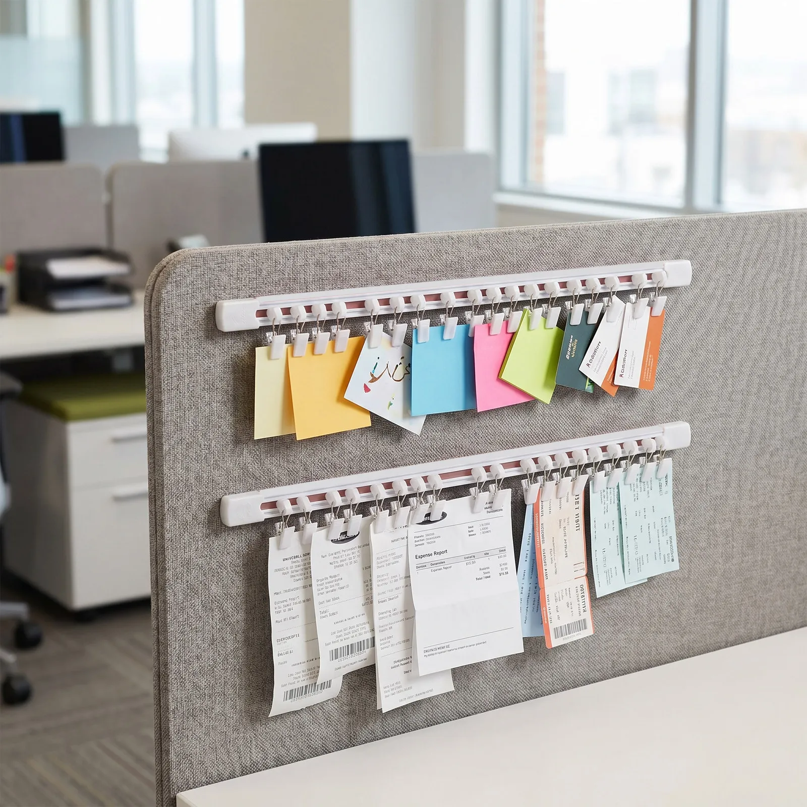 2Sets Metal Ticket Holder Rail Sliding Self Adhesive Office Paper Clamps Receipt Organizer Restaurant Kitchen Order Display