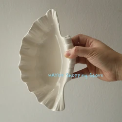 Three-dimensional Shell Plate Cream Retro Ceramic Plate Fruit Snack Plate Dinner Tray Dish Set Jewelry Storage Dish Tableware