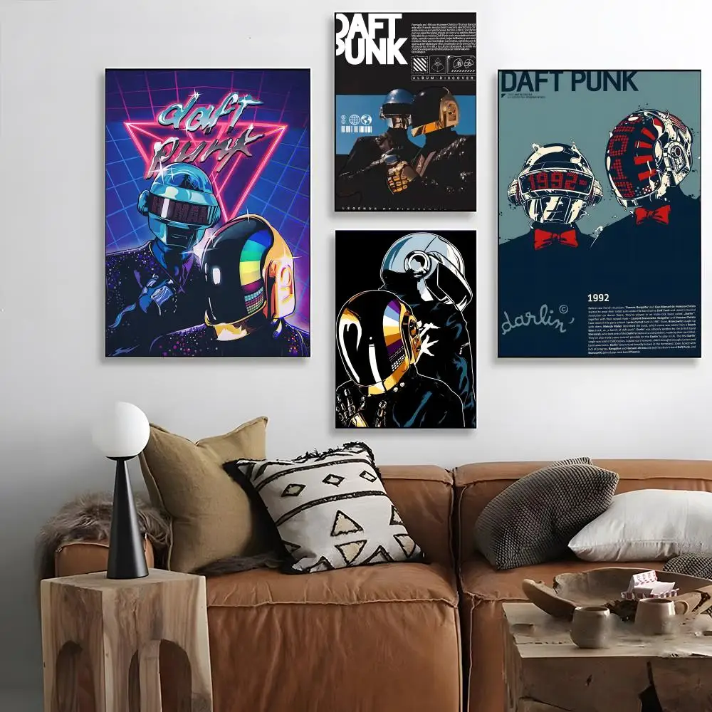 D-Daft Punk Poster Self-adhesive Art Waterproof Paper Sticker Coffee House Bar Room Wall Decor