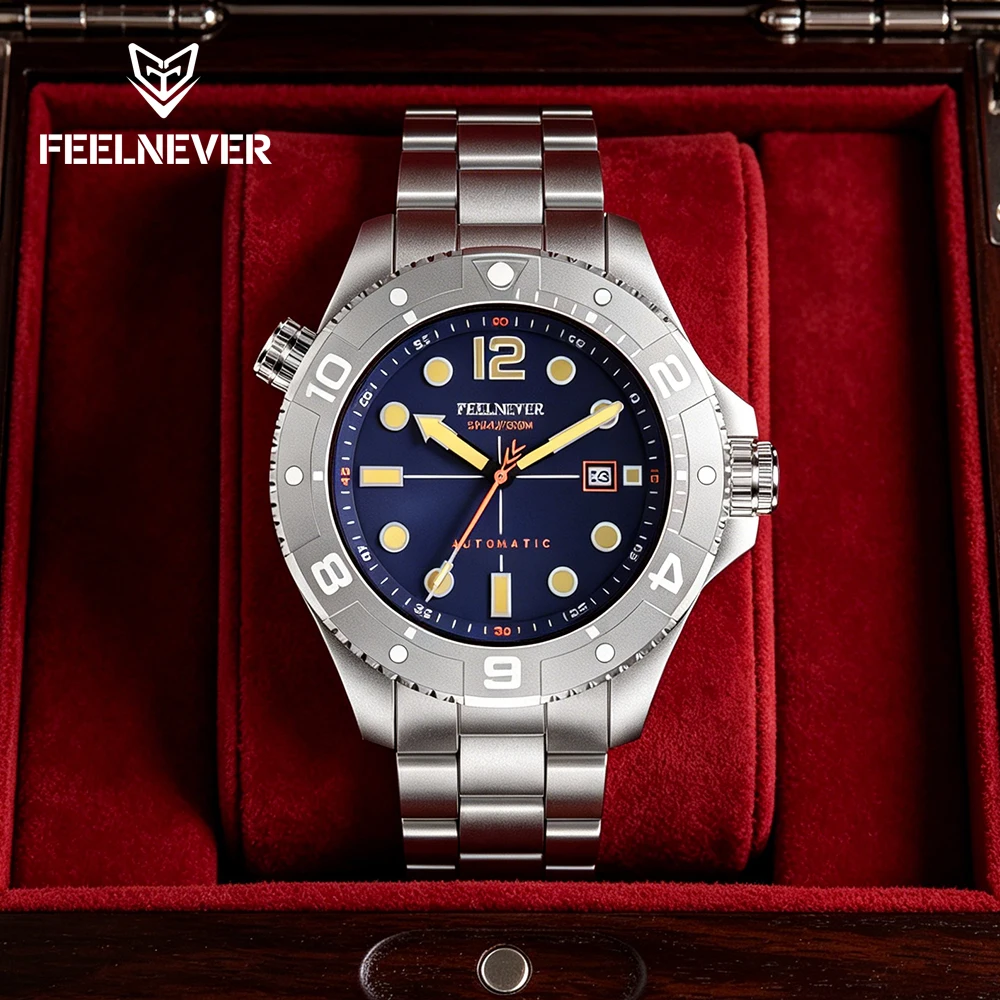 FeelNever Profession Dive Sport Mechanische Uhren 316L Edelstahl Saphirglas 50Bar Automatische Datumsanzeige Armbanduhr reloj hombre