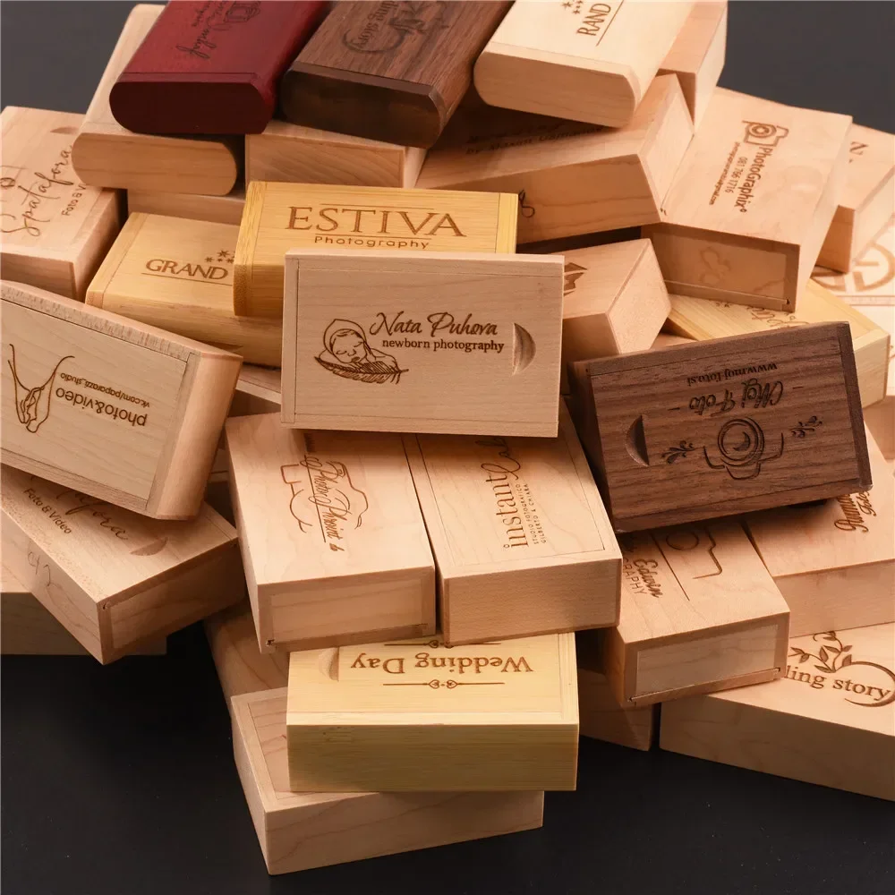 Caixa de armazenamento de madeira com gravação a laser gratuita, caixa de armazenamento de madeira sólida personalizada com parte superior deslizante, colar de joias, anel, usb