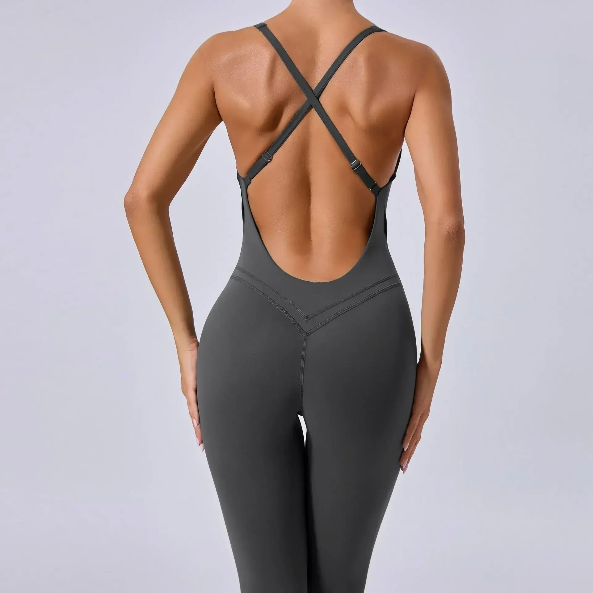 

Seamless Yoga Jumpsuits Sports Fitness Hip Raise Cross Back Adjustable Shoulder Strap One-piece Workout Gym Yoga Tracksuit Women