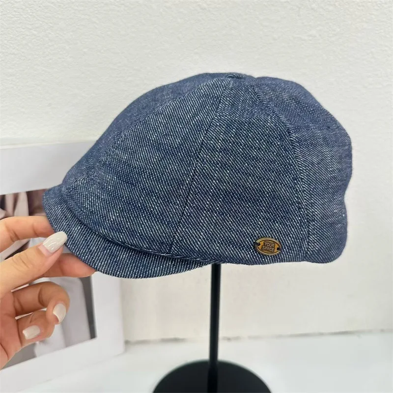 Cap Denim Newsboy Hat Painter Beret Women Men Sun Protection Accessory For Spring Autumn Outdoor Painter Casual