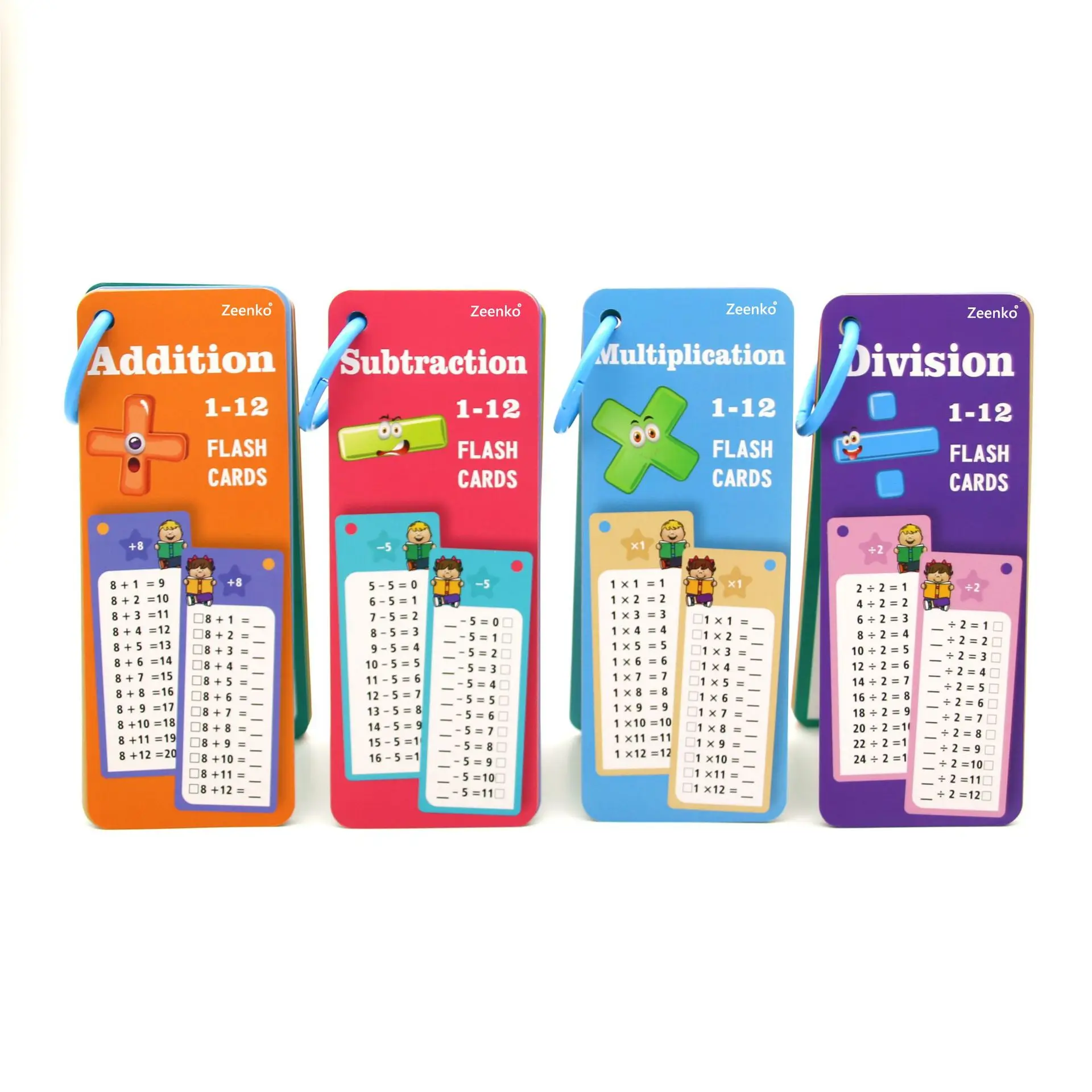 Cartes d'apprentissage des maths pour enfant, 15 pièces/ensemble, addition, soustraction, multiplication, division, effaçable, réutilisable, aide aux maths fuchsia