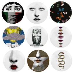 European Face Vintage Lady Face Red Lips Decorative Plate Morden Ceramic Wall Hanging Painting Dish Creative Wall Craft
