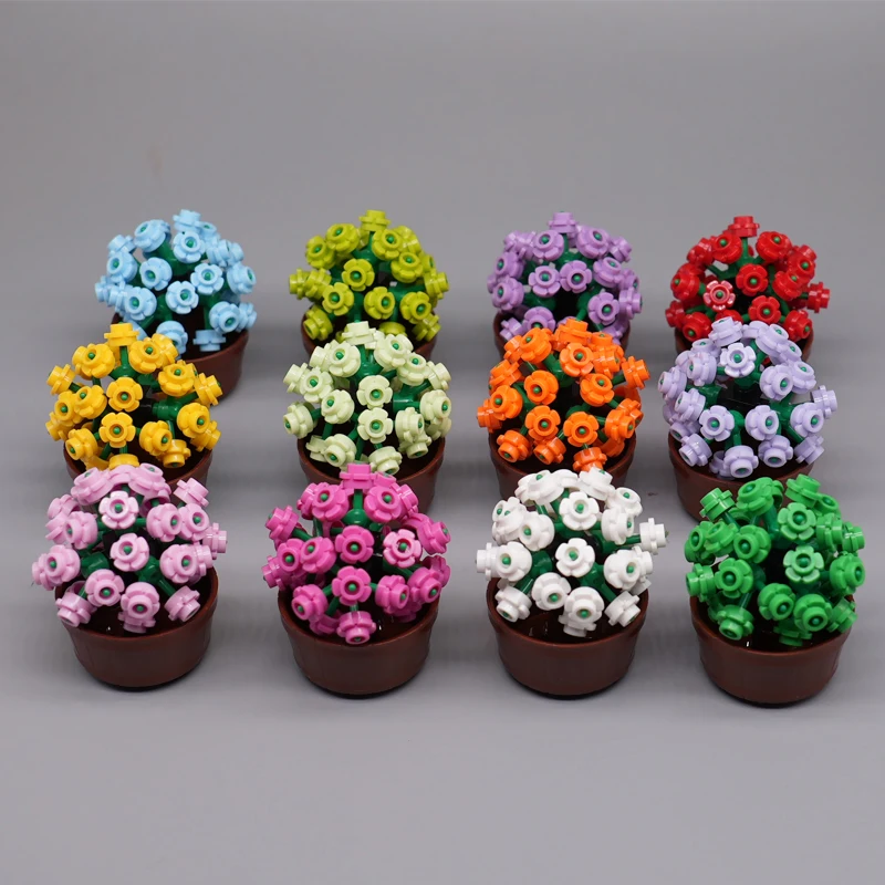 Flower Building Blocks Toys Potted Plant Compatible Classic Brick Assembly Toys Collection Gift Souvenir