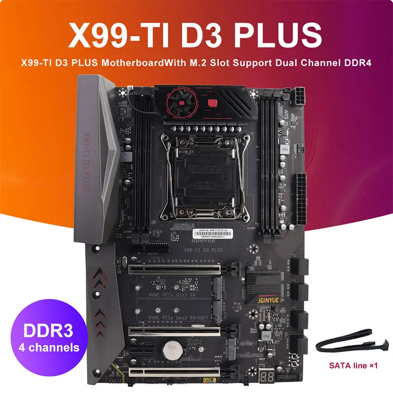 JGINYUE X99-TI D3 PLUS Motherboard X99 Motherboard Support  LGA211-3 Pin E5 2678V3/E5 2696V3 with 128GB RAM Capacity for Desktop