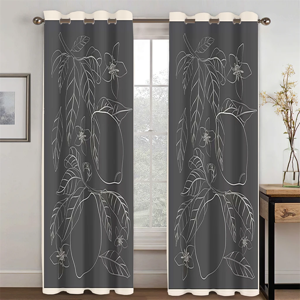 Abstract Geometric Art Leaf Print Curtains for Bedroom Living Room Shutters floor-to-ceiling Blinds Windows Grommet Top cortinas