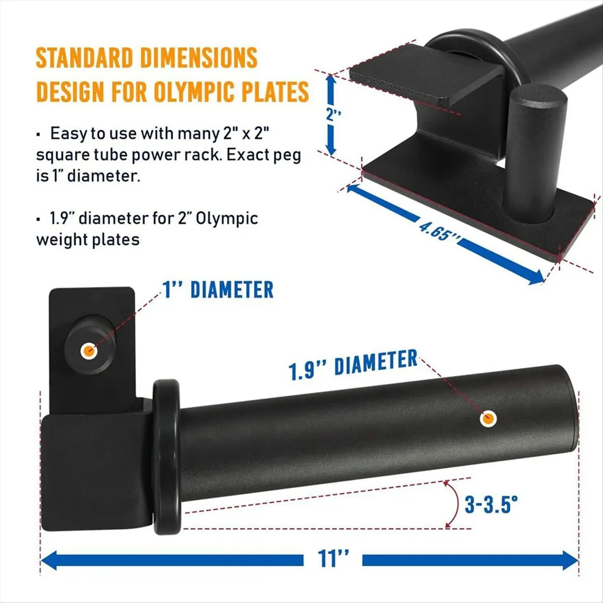 T34C Weight Plate Holder for 2x2 Inch Power Rack ,Power Rack Attachment for Weight Plates ,Weight Storage Rack for Power Rack