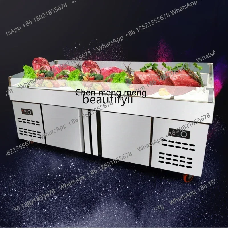 X     Buffet Seafood Ice Counter Commercial Fresh Refrigerated Display Cabinet Supermarket Restaurant Frozen Fresh Keeper