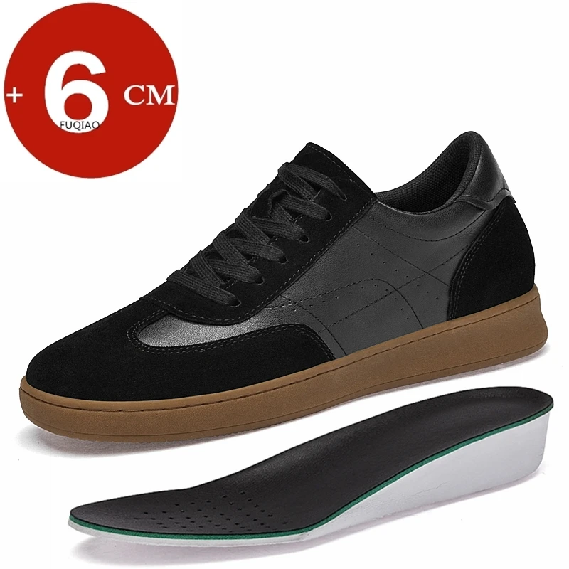 

Новые туфли-лифты унисекс из натуральной кожи 6 см, винтажные кроссовки немецкой армии, удобные нескользящие повседневные туфли, увеличивающие рост