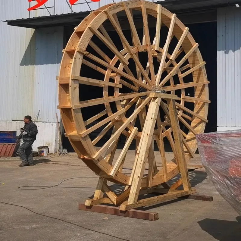 Customized solid wood outdoor water lifting wheel, large irrigation landscape, anti-corrosion wood, old-fashioned manufacturer