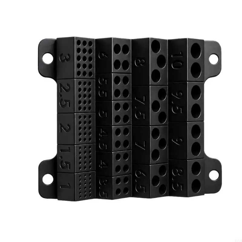 1-10mm Size-Labeled Drill Bit Storage Rack with Grouped Positions and Four Predrilled Holes for Orderly Workshop Access M4YD