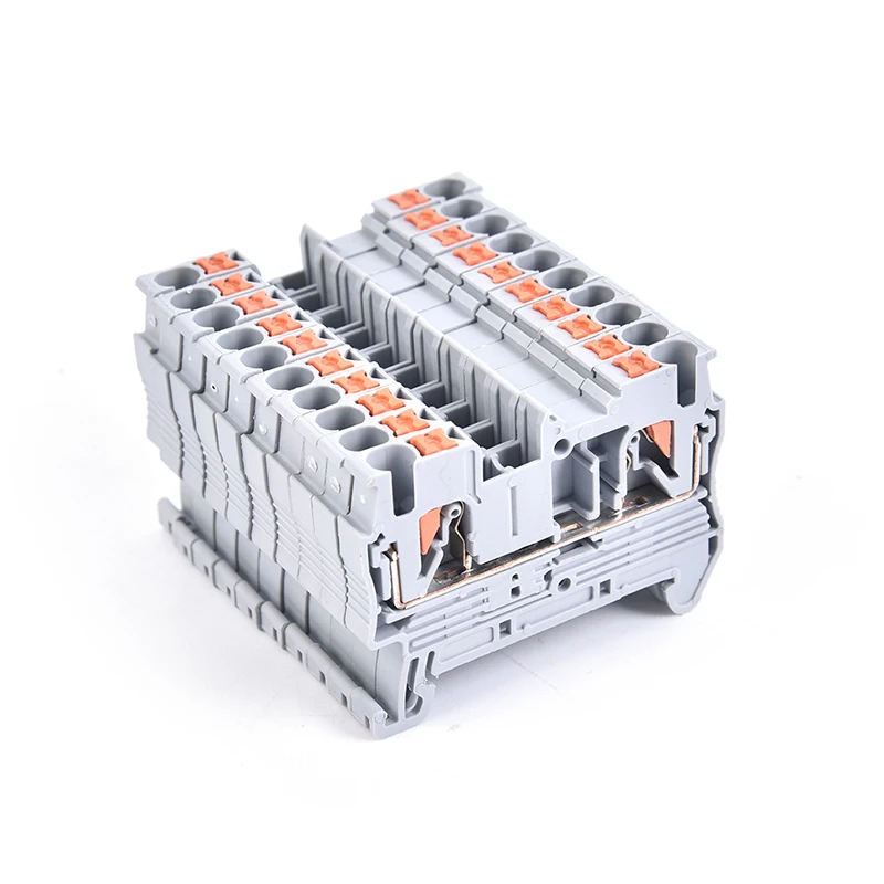 10pcs Din Rail Terminal Blocks PT-2.5 Push In Spring Screwless