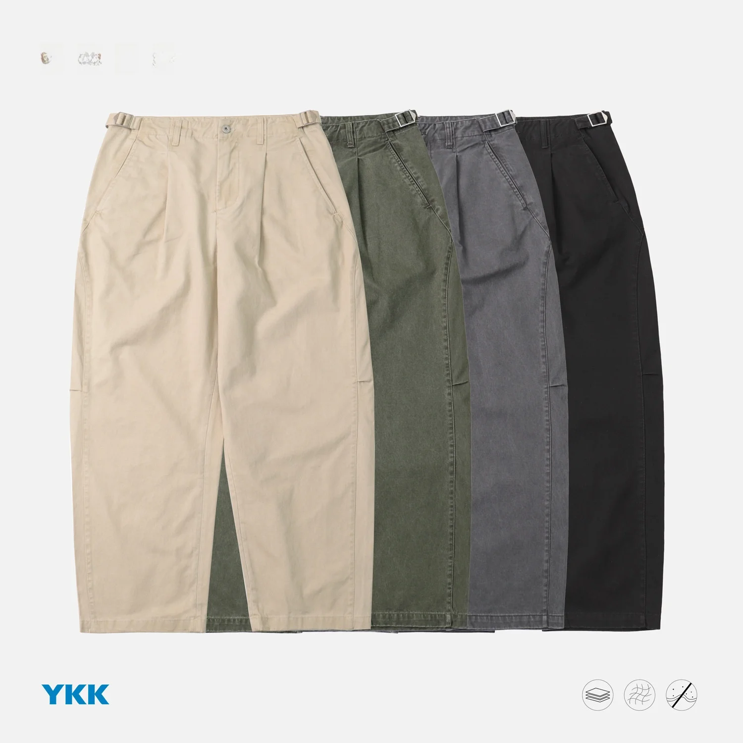 

Men's Casual Pants Straight Leg Retro Washed Fleece Tweed Chino Micro Cone Leisure Long Trousers Cotton Basic Color