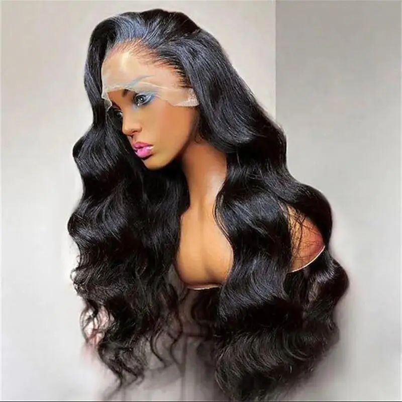 Long 28inch Soft Natural Black Body Wave 5x5 Silk Base Jewish Human Hair Wig With Baby Hair HD Lace European Hair Preplucked Wig