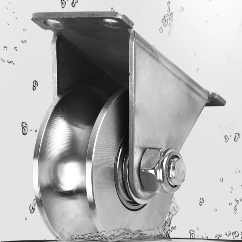 Rodas de porta deslizante de aço inoxidável, rolos U-Slot, rodízios lisos de placa de rolamento duplo, pesados, 2in, 304