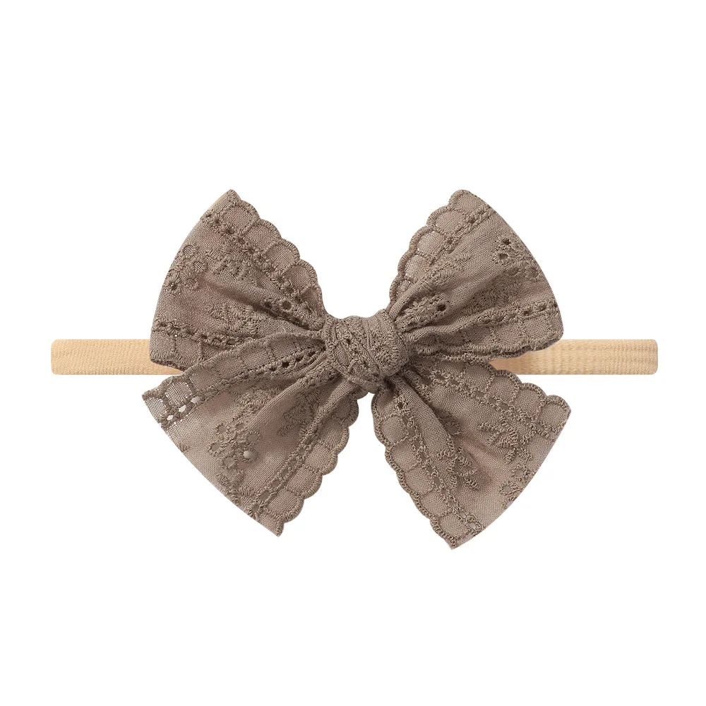 Bandeau de sauna en nylon avec nœud pour bébé fille, doux, élastique, en dentelle de coton, fleur, accessoires pour cheveux, 3.8