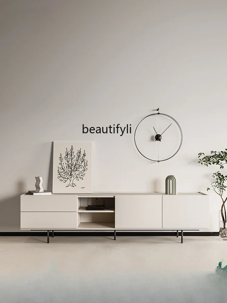 Italian Minimalist Light Luxury Floor TV Cabinet Modern Minimalist Bright Paint Hong Kong Style Living Room Cabinet